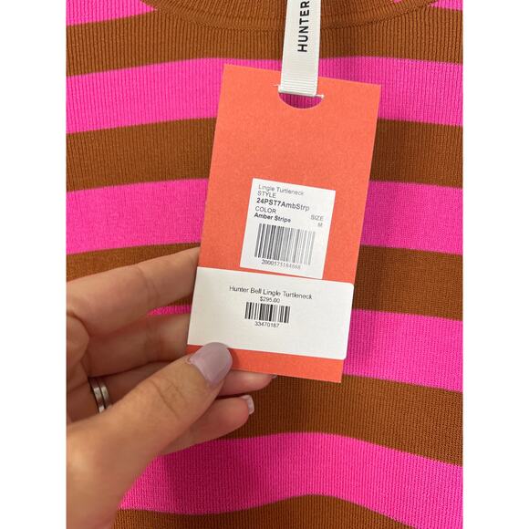 NWT Hunter Bell Lingle Long Sleeve Pink Striped Turtleneck Top in Amber Stripes - Picture 5 of 8